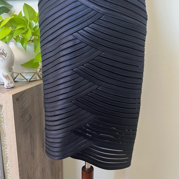 Strapless Dark Blue Bandage Bodycon Dress Y2K Minimalist Party Fit Prom Cocktail - Picture 7 of 10